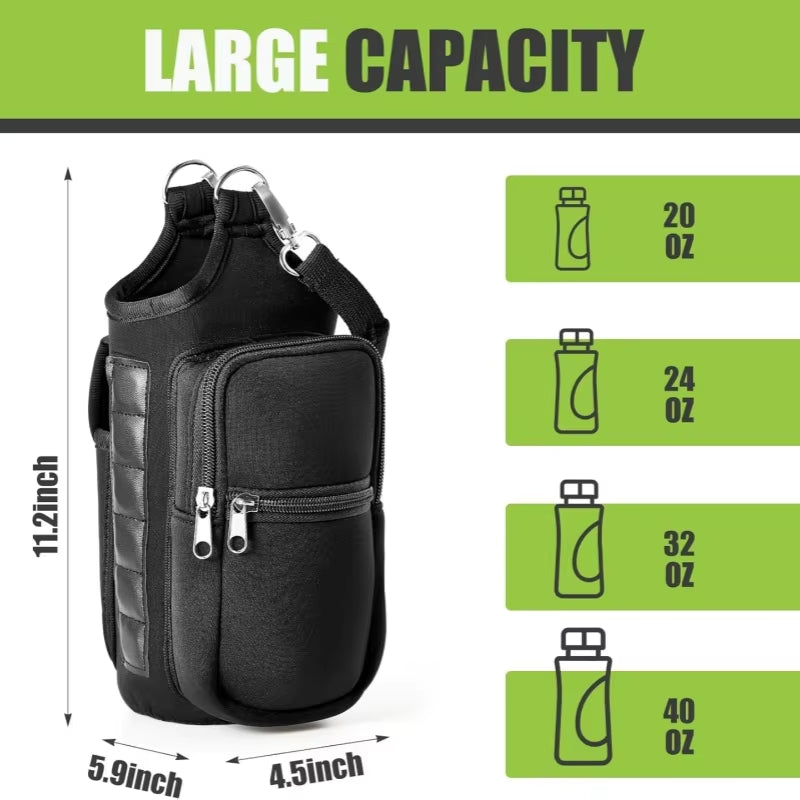 Magnetic Gym Water Bottle Holder with Phone Pocket