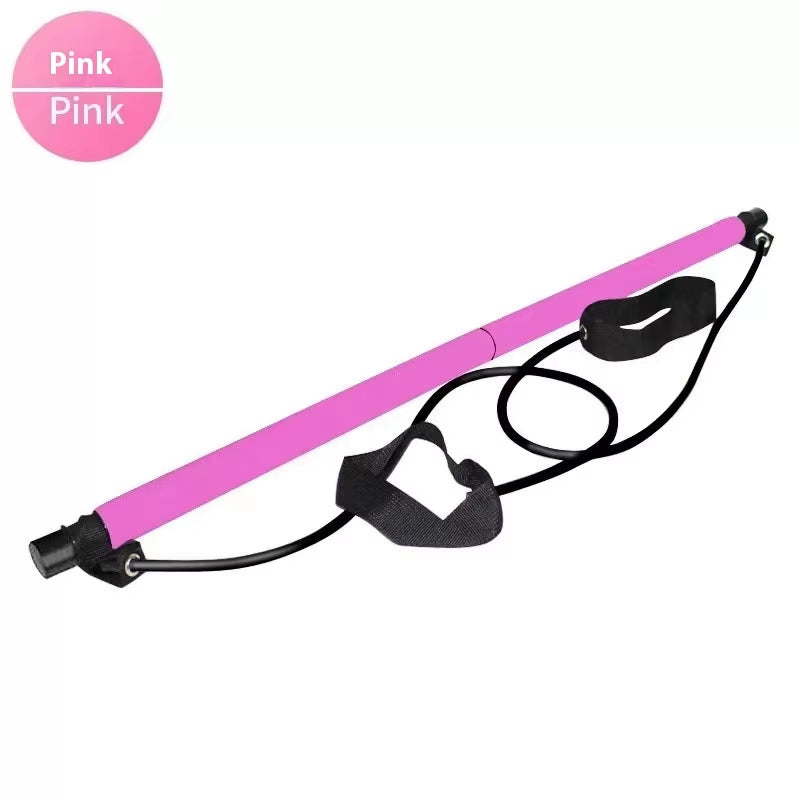 Pilates Stick with Resistance Bands for Home Workouts