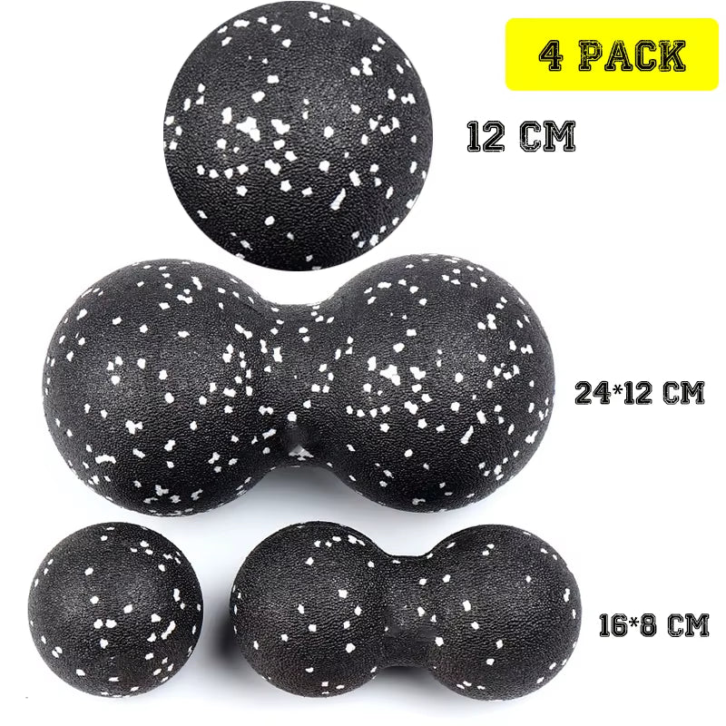 Peanut Fitness Massage Ball Set Yoga Roller Double Lacrosse Mobility Ball for Myofascial Physical Therapy Deep Tissue Massage