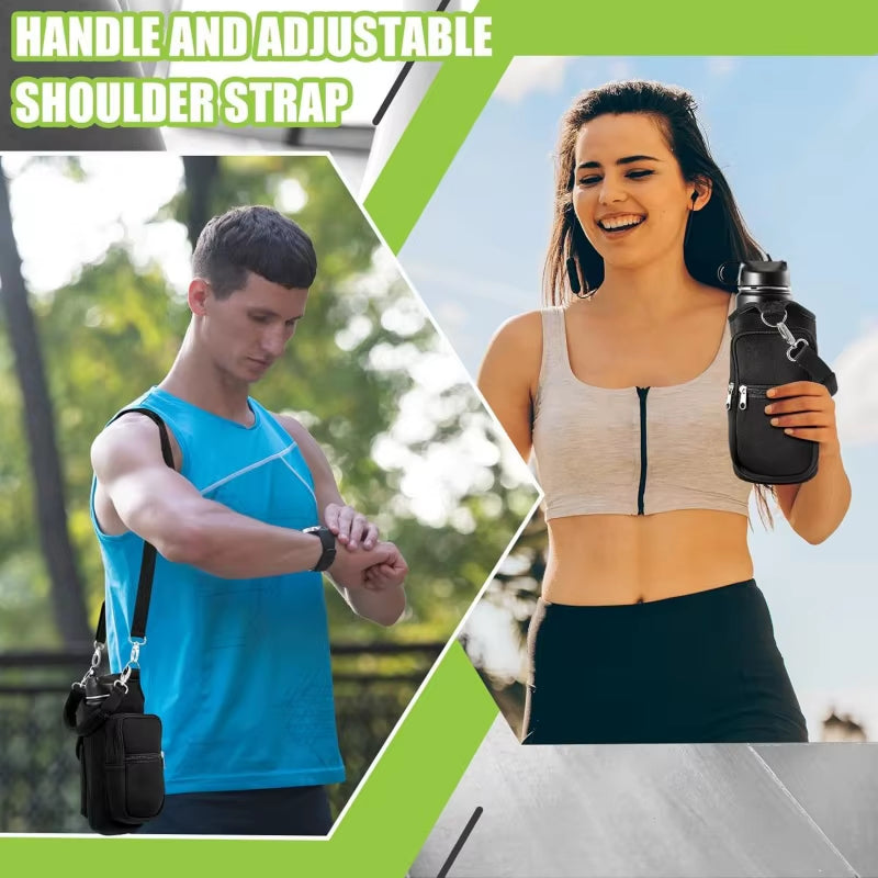 Magnetic Gym Water Bottle Holder with Phone Pocket
