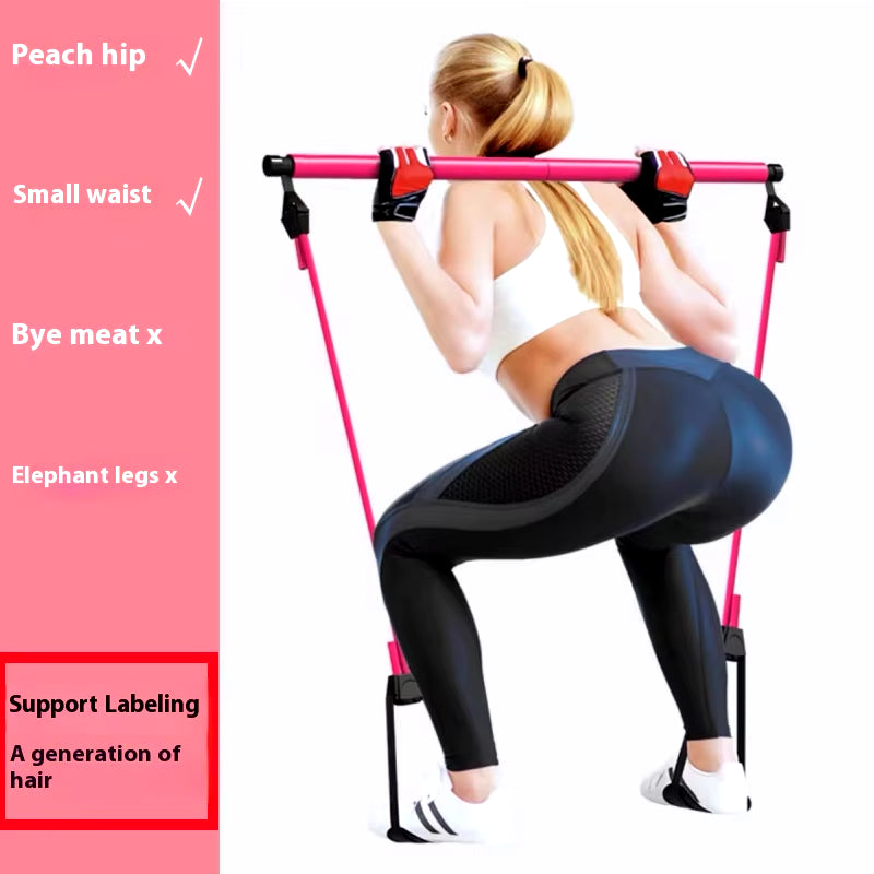 Pilates Stick with Resistance Bands for Home Workouts