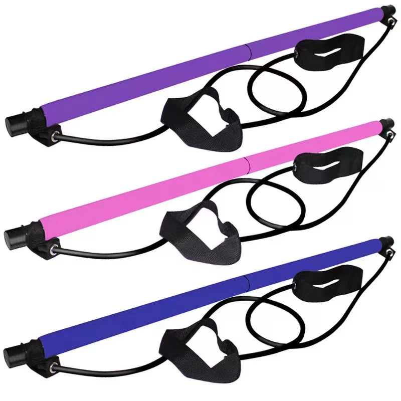 Pilates Stick with Resistance Bands for Home Workouts