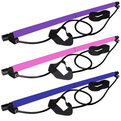 Pilates Stick with Resistance Bands for Home Workouts