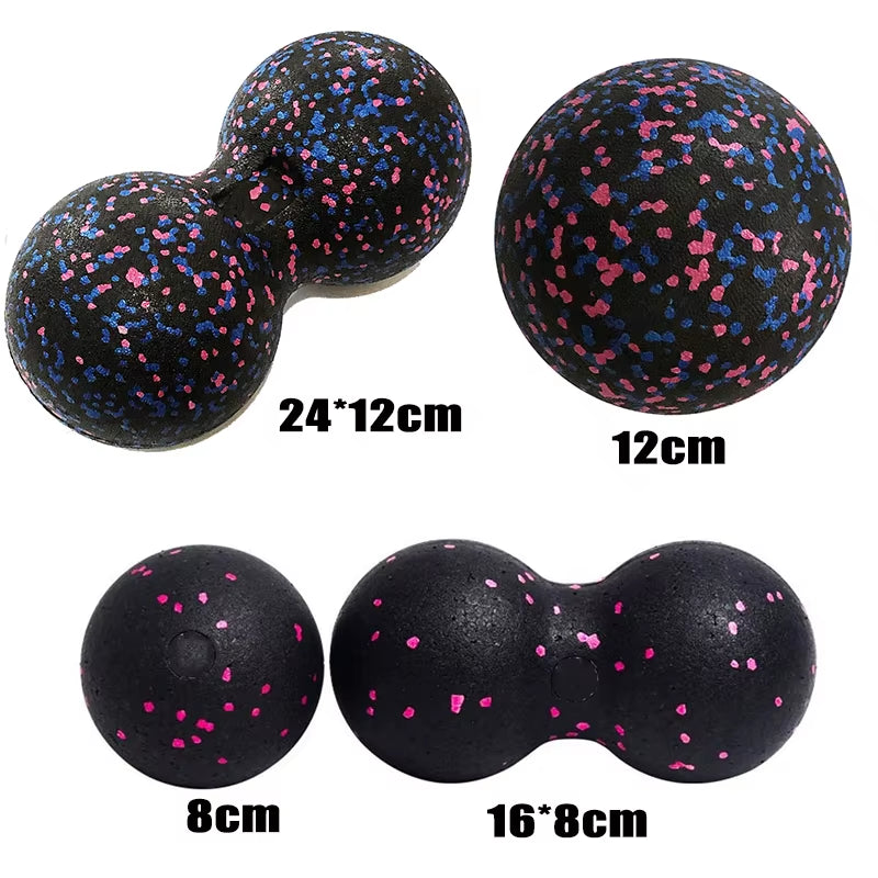 Peanut Fitness Massage Ball Set Yoga Roller Double Lacrosse Mobility Ball for Myofascial Physical Therapy Deep Tissue Massage