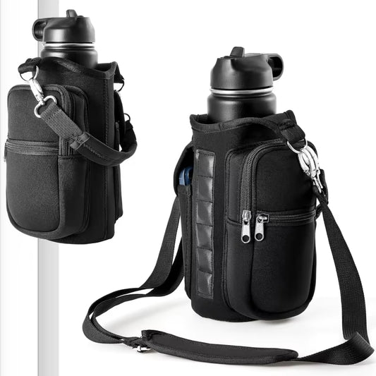 Magnetic Gym Water Bottle Holder with Phone Pocket