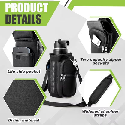 Magnetic Gym Water Bottle Holder with Phone Pocket